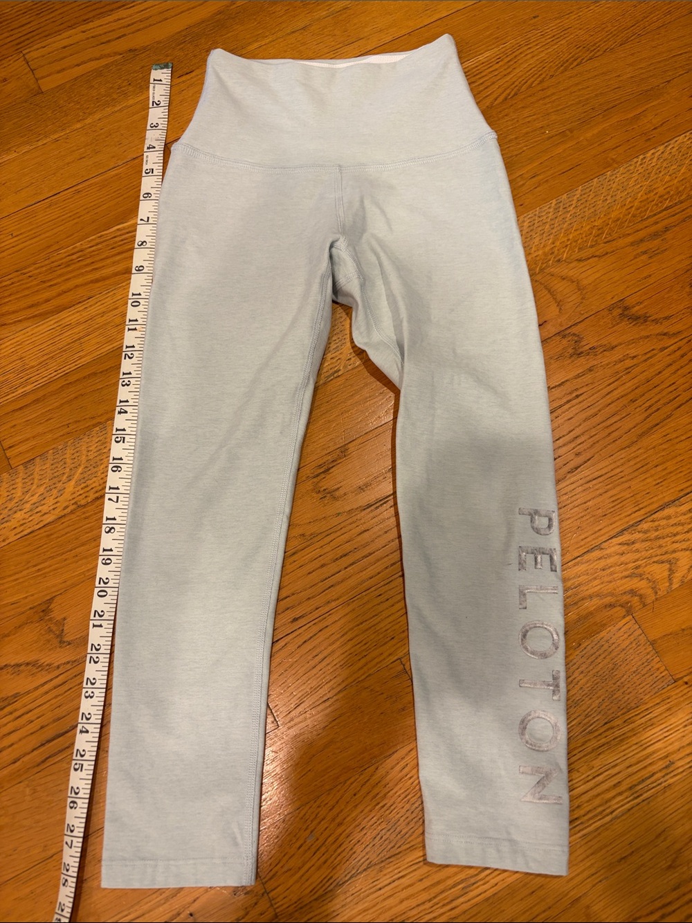 Peloton x Beyond Yoga Pale Blue High-Waist Leggings with Logo